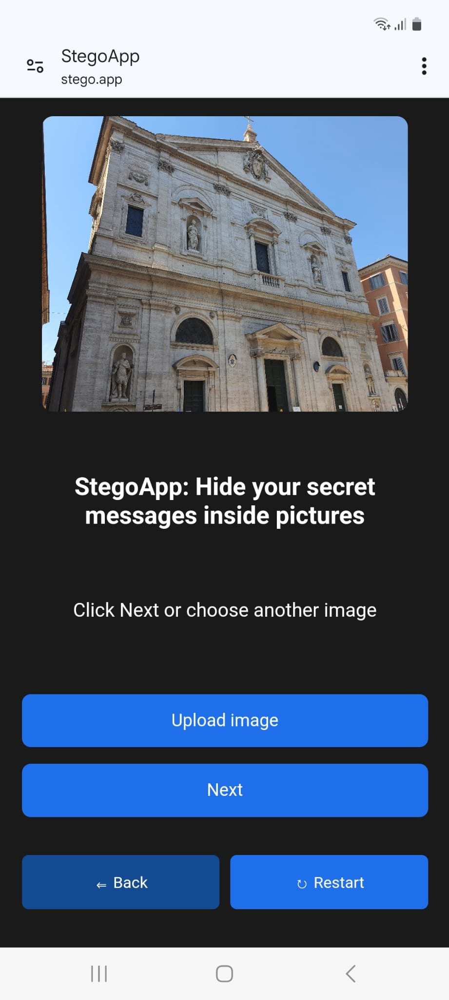 StegoApp UI step 2